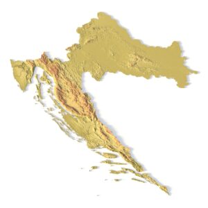 3D terrain model of Croatia in STL format, front view