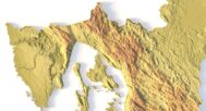 Close-up of Croatia’s Adriatic coast in STL model