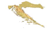 Isometric view of Croatia’s 3D terrain STL map