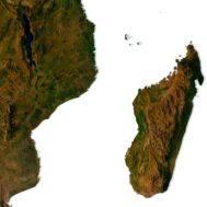 Africa 3D model displaying landscape design and terrain visualization.