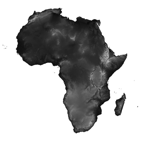 Africa 3D relief DEM