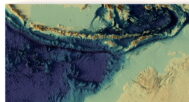 A complete 3D model of Australia’s terrain, highlighting diverse topographical features and elevation changes.