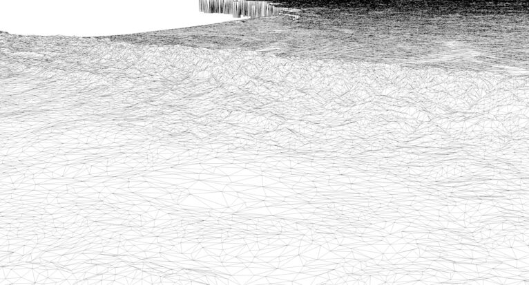 3D wireframe model of Europe showing 4 million polygon mesh structure