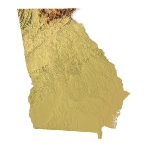 3D model of Georgia’s topographic map showing elevation data