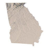 Topographic terrain model of Georgia for 3D printing and CNC machining, with detailed contours.