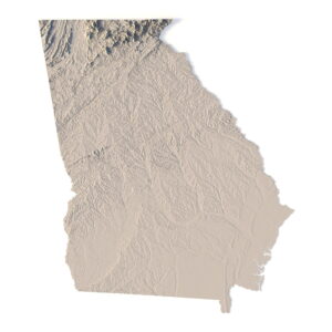 Topographic terrain model of Georgia for 3D printing and CNC machining, with detailed contours.