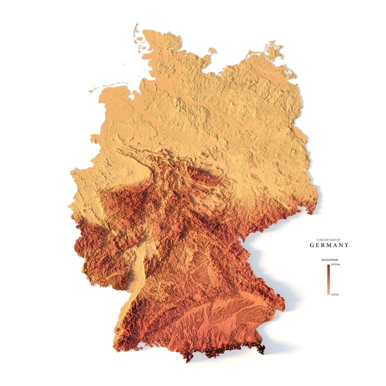 Relief map of Germany Relief map of Germany