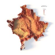 Relief map of Kosovo