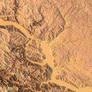 3D topographic model of North Dakota designed for landform visualization and educational purposes.