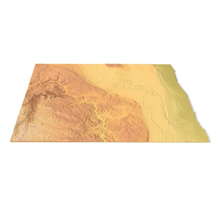State of North Dakota relief map
