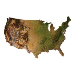 USA 3D map model showcasing elevation and topographic details.