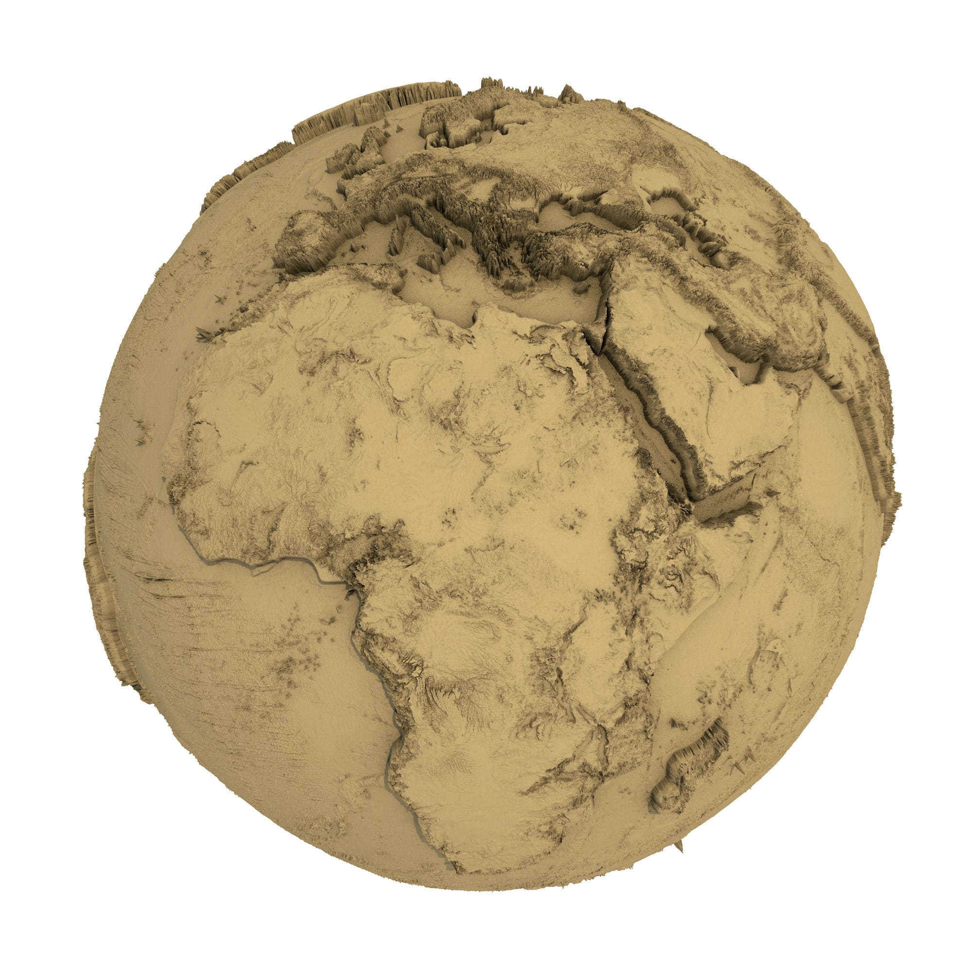 High-Resolution STL Model of Earth for 3D Printing A detailed 3D printed Earth model in STL format, perfect for high-resolution printing of Earth’s topography and landscape.