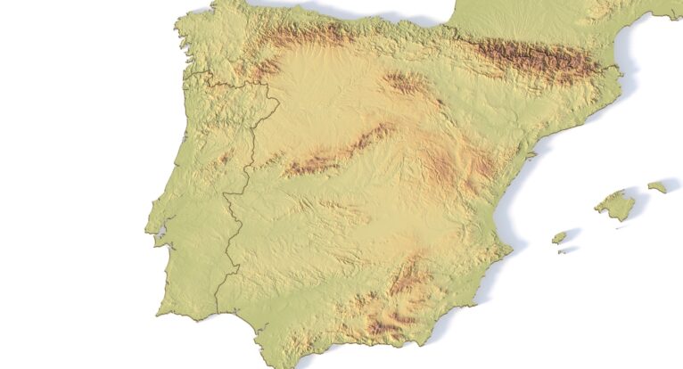 Europe 3D topographic map used as a decorative element in modern interior design