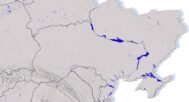 Europe 3D map shown next to a ruler for scale reference