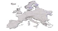 Europe 3D topographic map used as a decorative element in modern interior design