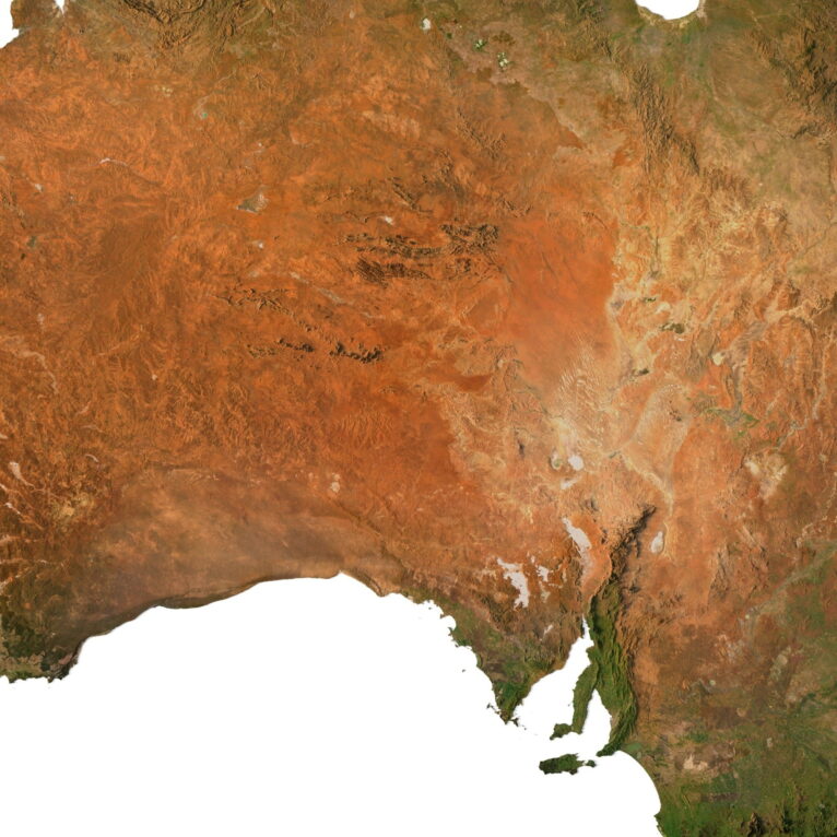 High-resolution relief map focusing on Australia’s mountainous regions and deep valleys.