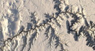 Detailed depiction of erosion patterns in the Grand Canyon, as represented in the 3D model.