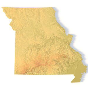Missouri 3D terrain map STL for 3D printing