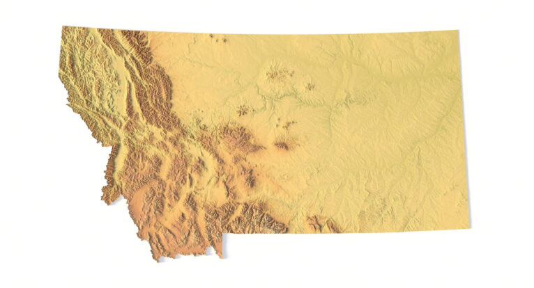 Montana 3D terrain map STL for 3D printing