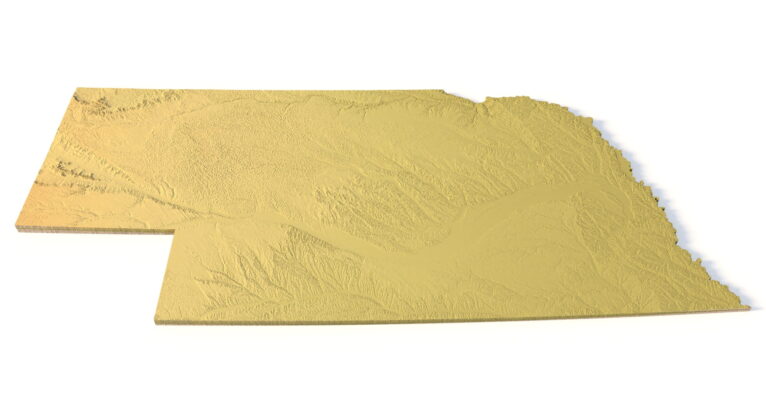 Detailed relief of Nebraska terrain STL model