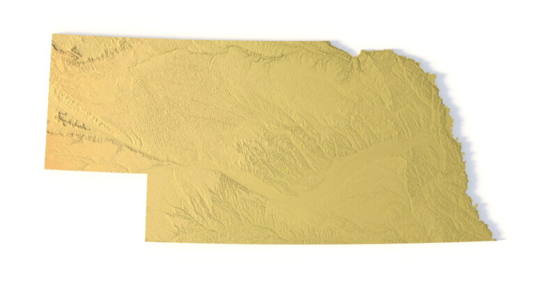 Nebraska 3D terrain map STL for 3D printing