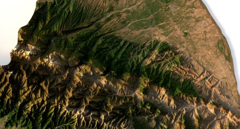 Detailed 3D model of Azerbaijan's relief