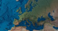 3D relief map of Earth