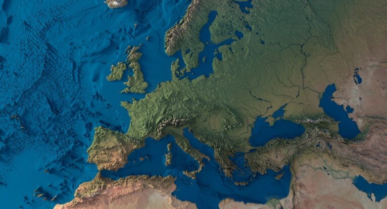 3D relief map of Earth