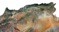 Detailed 3D map of Africa showcasing mountains, valleys, and rivers in high resolution.