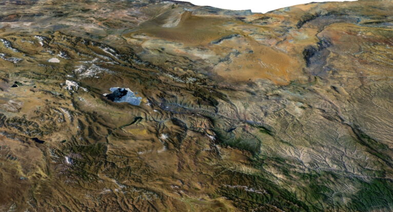 Detailed 3D model of China relief