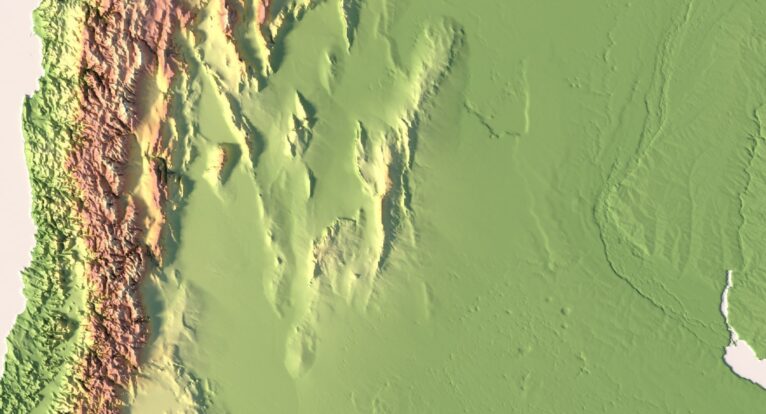 Detailed 3D model of South America relief