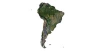 High-resolution 3D map of South America showing mountains and rivers.