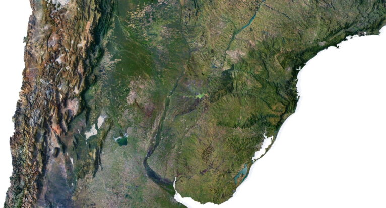 South America 3D elevation model