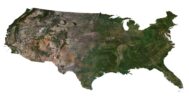 Detailed 3D model of United States relief