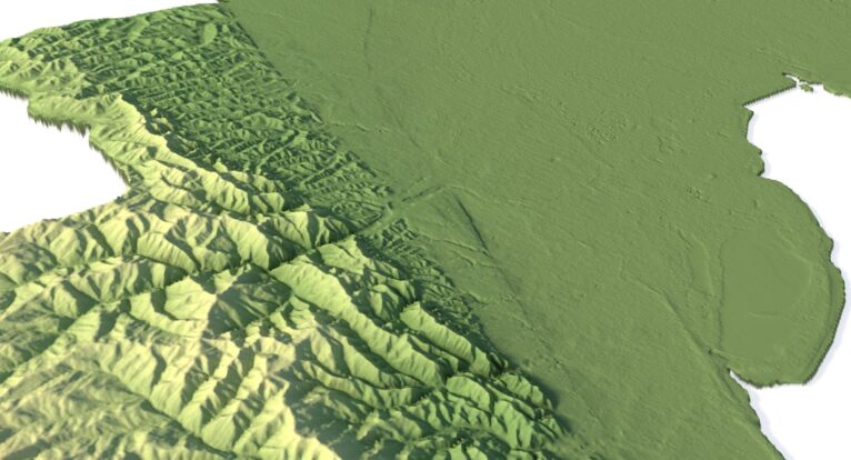 Detailed 3D model of Azerbaijan relief