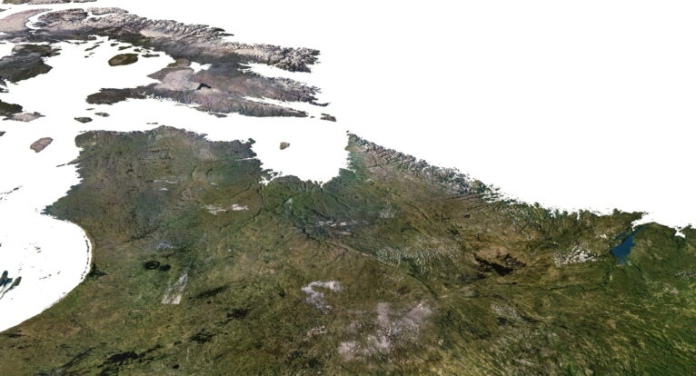 Detailed 3D model of Canada relief