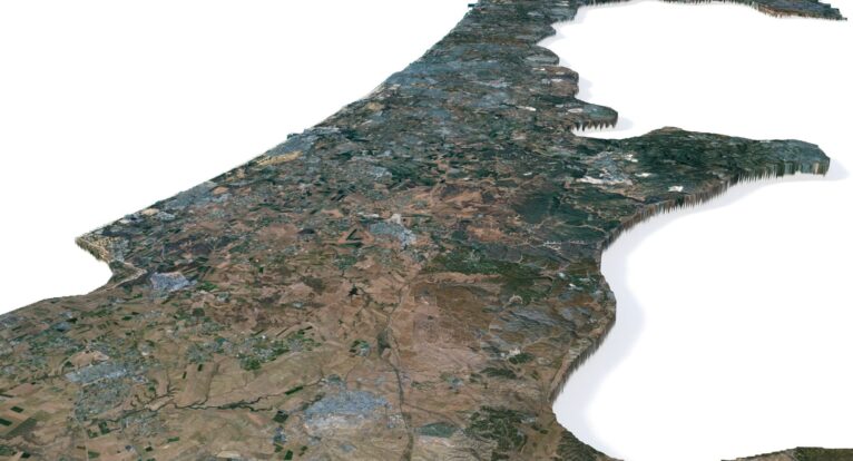 3D relief map of Israel