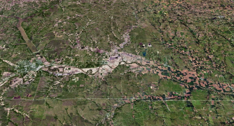 Detailed 3D model of Kansas relief