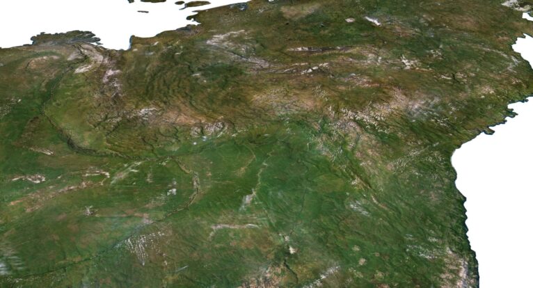 Detailed 3D model of Asia relief