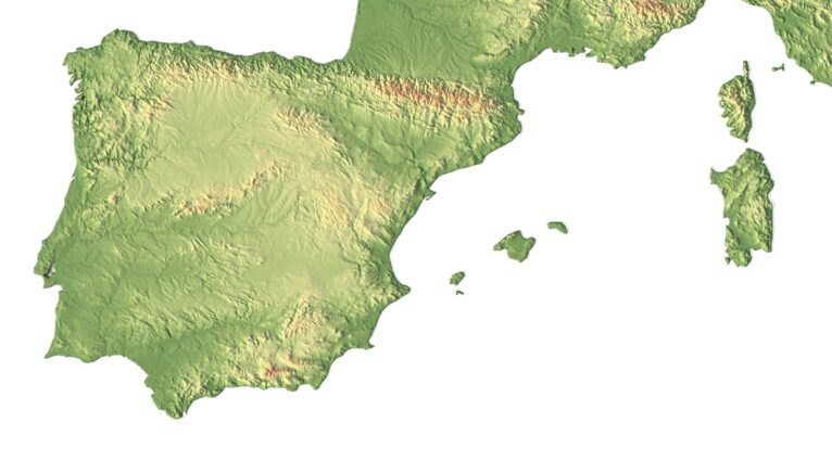 Fully customizable 3D elevation map of Europe with realistic textures, ideal for artistic and educational projects.