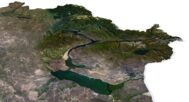 Detailed 3D model of Kazakhstan relief