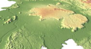 3D relief map of Laos