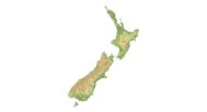 A precise digital terrain model representing the geographical features of New Zealand, suitable for cartographic design and landform representation.
