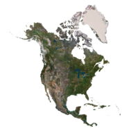 A high-resolution 3D map of North America's topography, showcasing detailed mountains, rivers, and valleys.