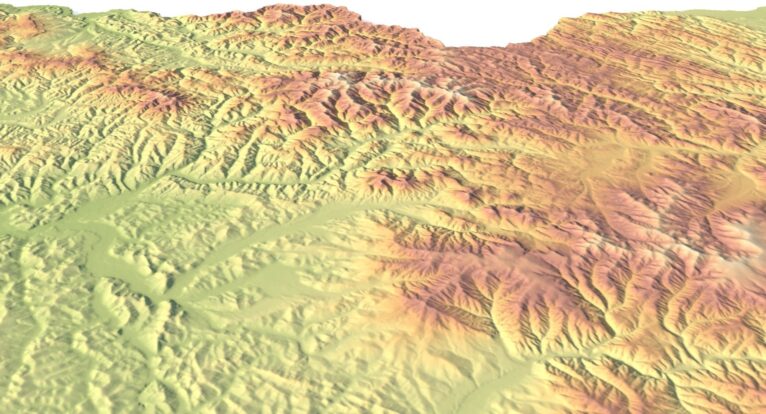 3D relief map of Romania