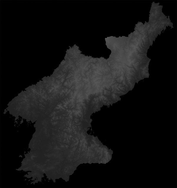 North Korea Height Map North Korea Height Map