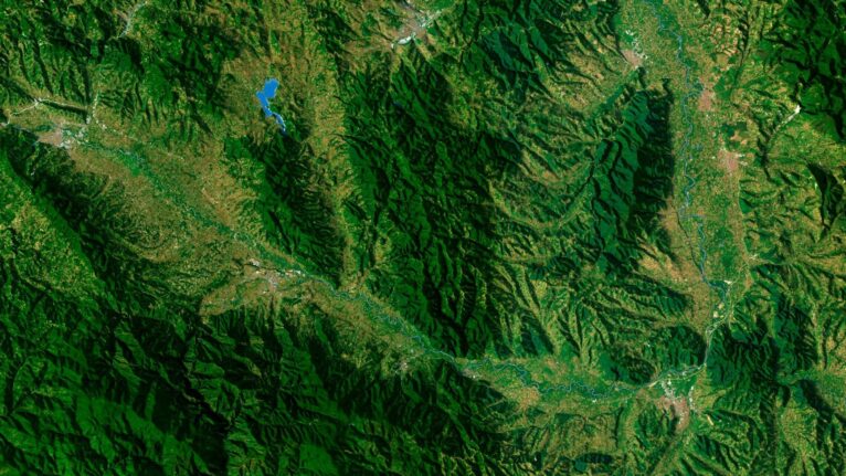 Satellite map of Serbia