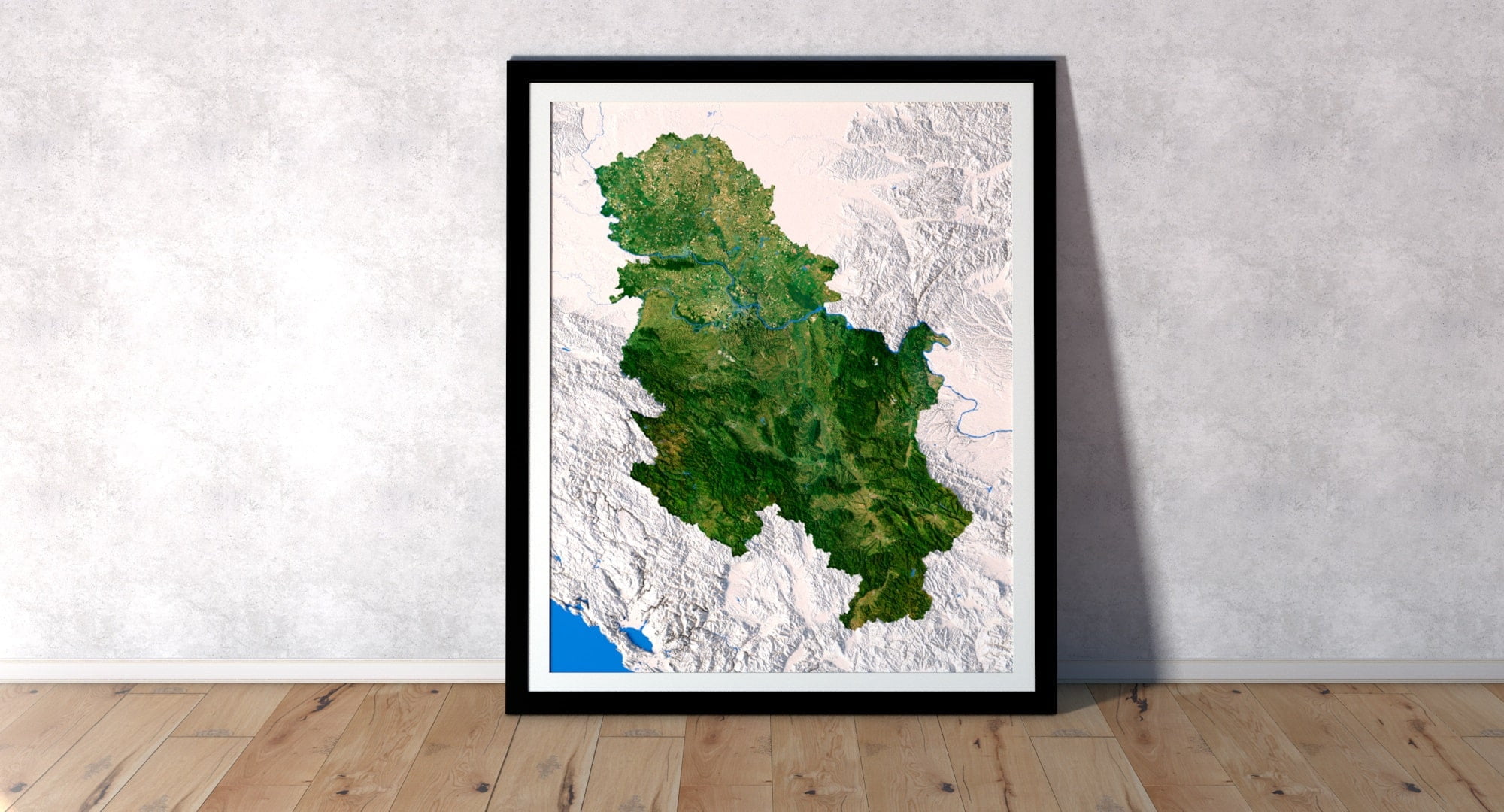 Detailed topographic map of Serbia Detailed topographic map of Serbia