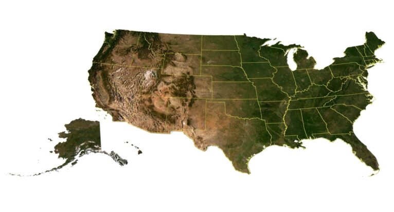 50 United States of America relief map