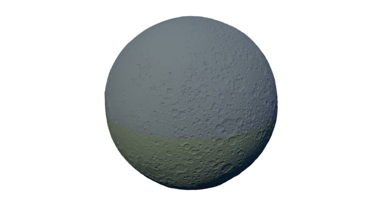 3D-printed Moon globe showing lunar craters and surface features.